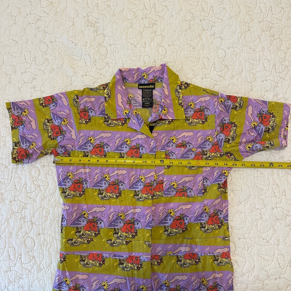 Nooworks Jammin Coveralls Large Picnic Strawberry Print Whimsical Jumpsuit - Picture 3 of 4